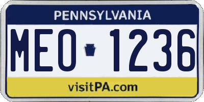 PA license plate MEO1236