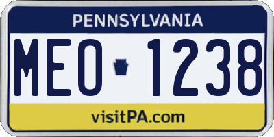 PA license plate MEO1238