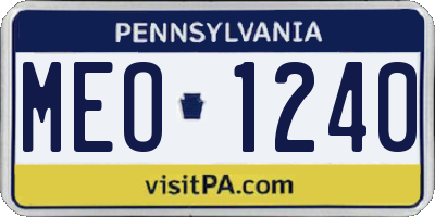 PA license plate MEO1240