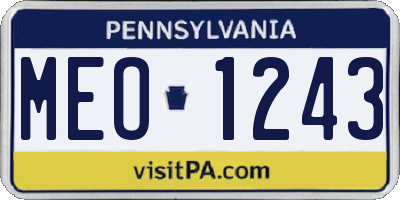 PA license plate MEO1243