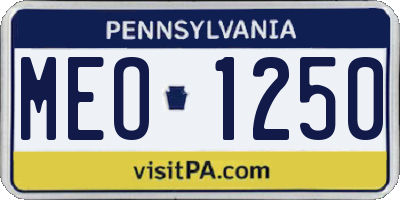 PA license plate MEO1250