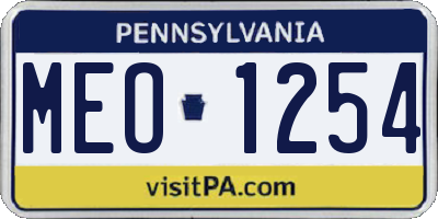 PA license plate MEO1254
