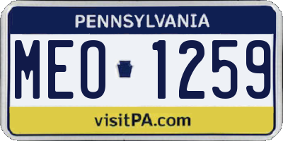 PA license plate MEO1259