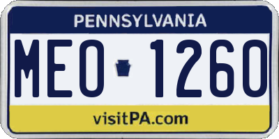 PA license plate MEO1260