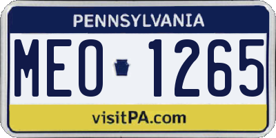 PA license plate MEO1265