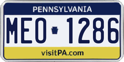 PA license plate MEO1286