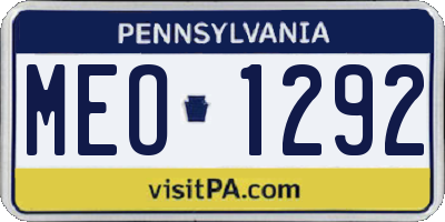 PA license plate MEO1292