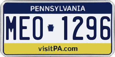 PA license plate MEO1296