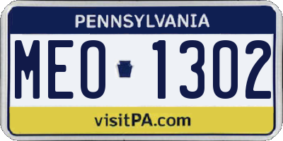 PA license plate MEO1302