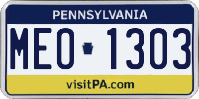 PA license plate MEO1303