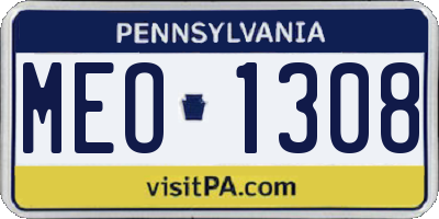 PA license plate MEO1308