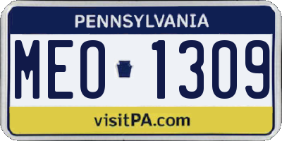 PA license plate MEO1309