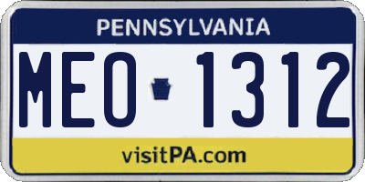 PA license plate MEO1312