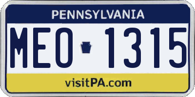 PA license plate MEO1315