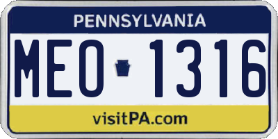 PA license plate MEO1316