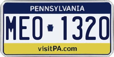 PA license plate MEO1320
