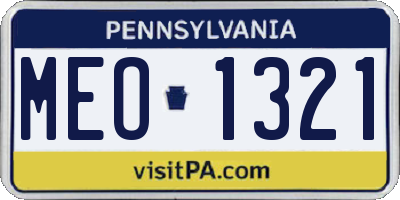 PA license plate MEO1321