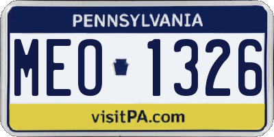PA license plate MEO1326
