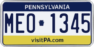 PA license plate MEO1345