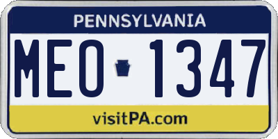 PA license plate MEO1347