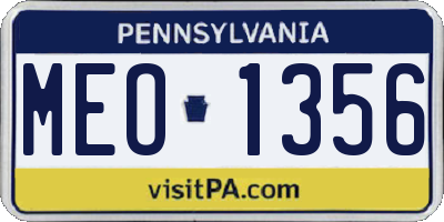 PA license plate MEO1356
