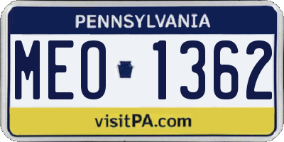 PA license plate MEO1362
