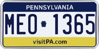 PA license plate MEO1365