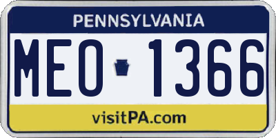 PA license plate MEO1366