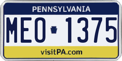 PA license plate MEO1375