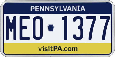 PA license plate MEO1377