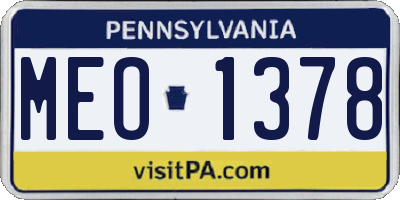 PA license plate MEO1378