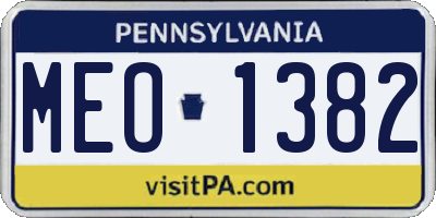 PA license plate MEO1382