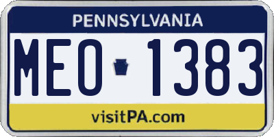 PA license plate MEO1383