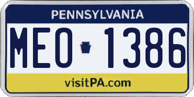 PA license plate MEO1386