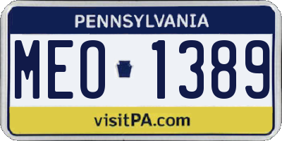 PA license plate MEO1389