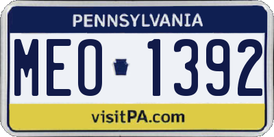 PA license plate MEO1392