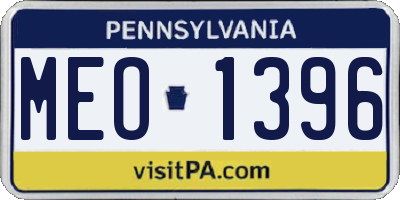 PA license plate MEO1396