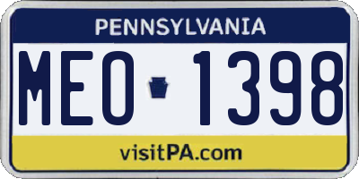 PA license plate MEO1398
