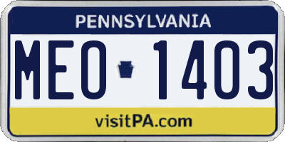 PA license plate MEO1403