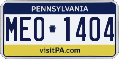 PA license plate MEO1404