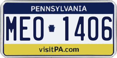 PA license plate MEO1406