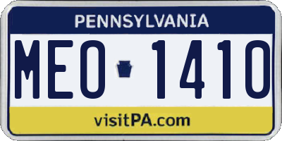 PA license plate MEO1410
