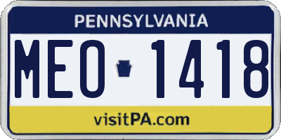 PA license plate MEO1418