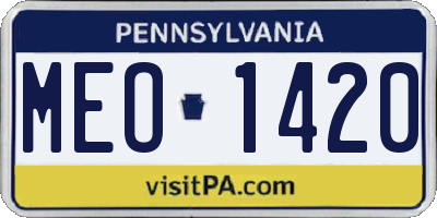 PA license plate MEO1420
