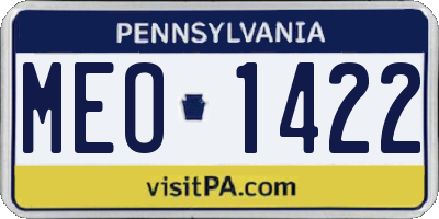 PA license plate MEO1422