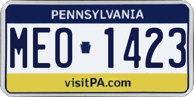 PA license plate MEO1423
