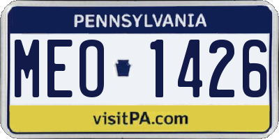 PA license plate MEO1426