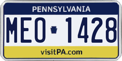 PA license plate MEO1428