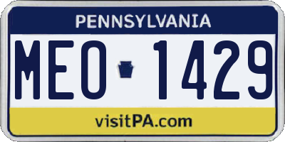 PA license plate MEO1429