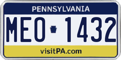 PA license plate MEO1432